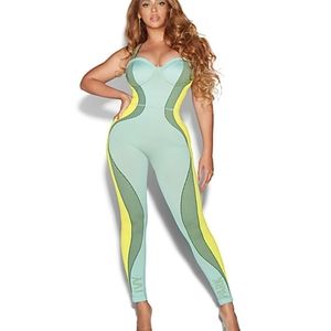 Ivy Park Addidas Green/Yellow knit catsuit